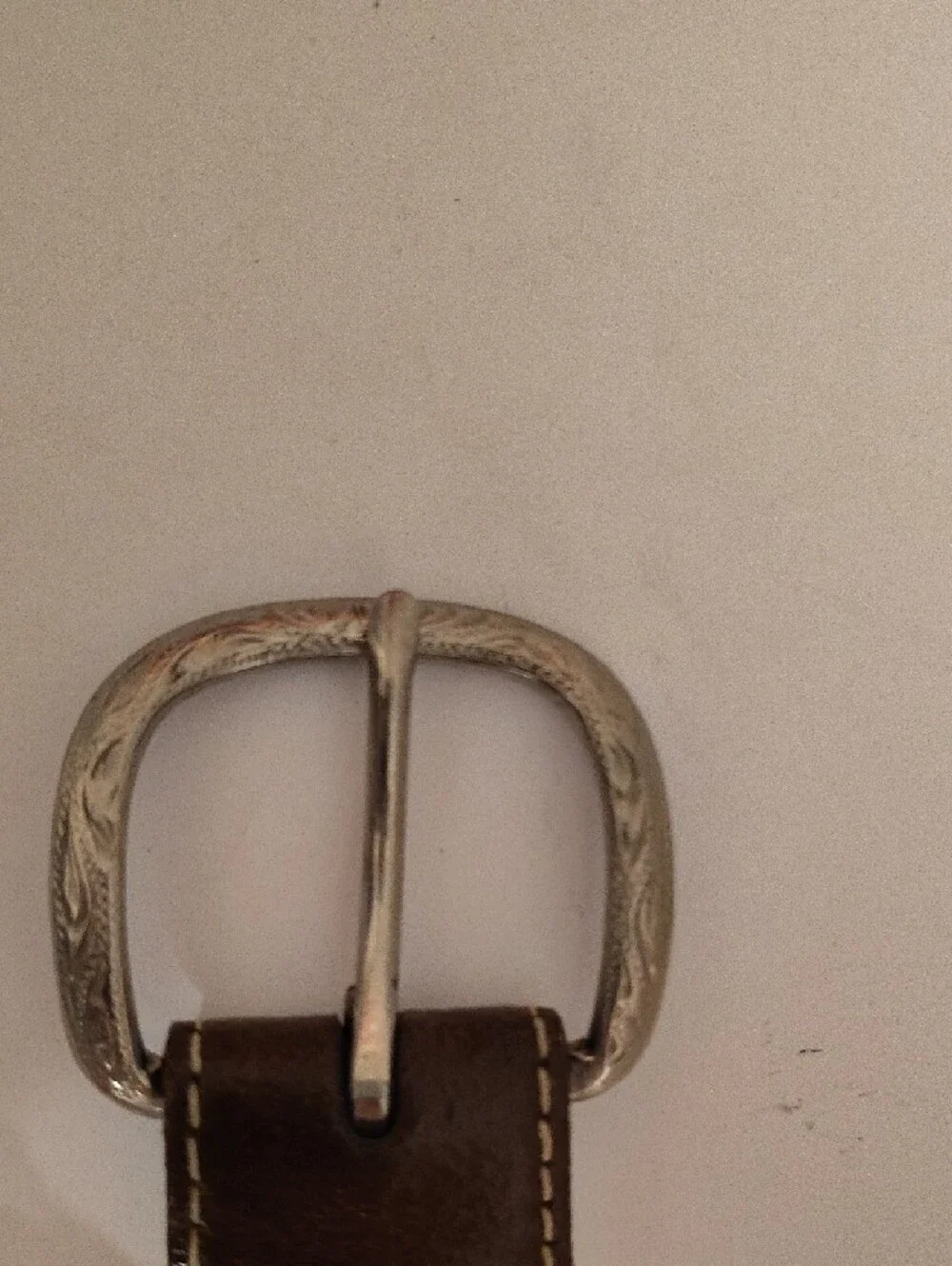 Vintage Kids Brown Leather Belt with Embroidered Detail BPD